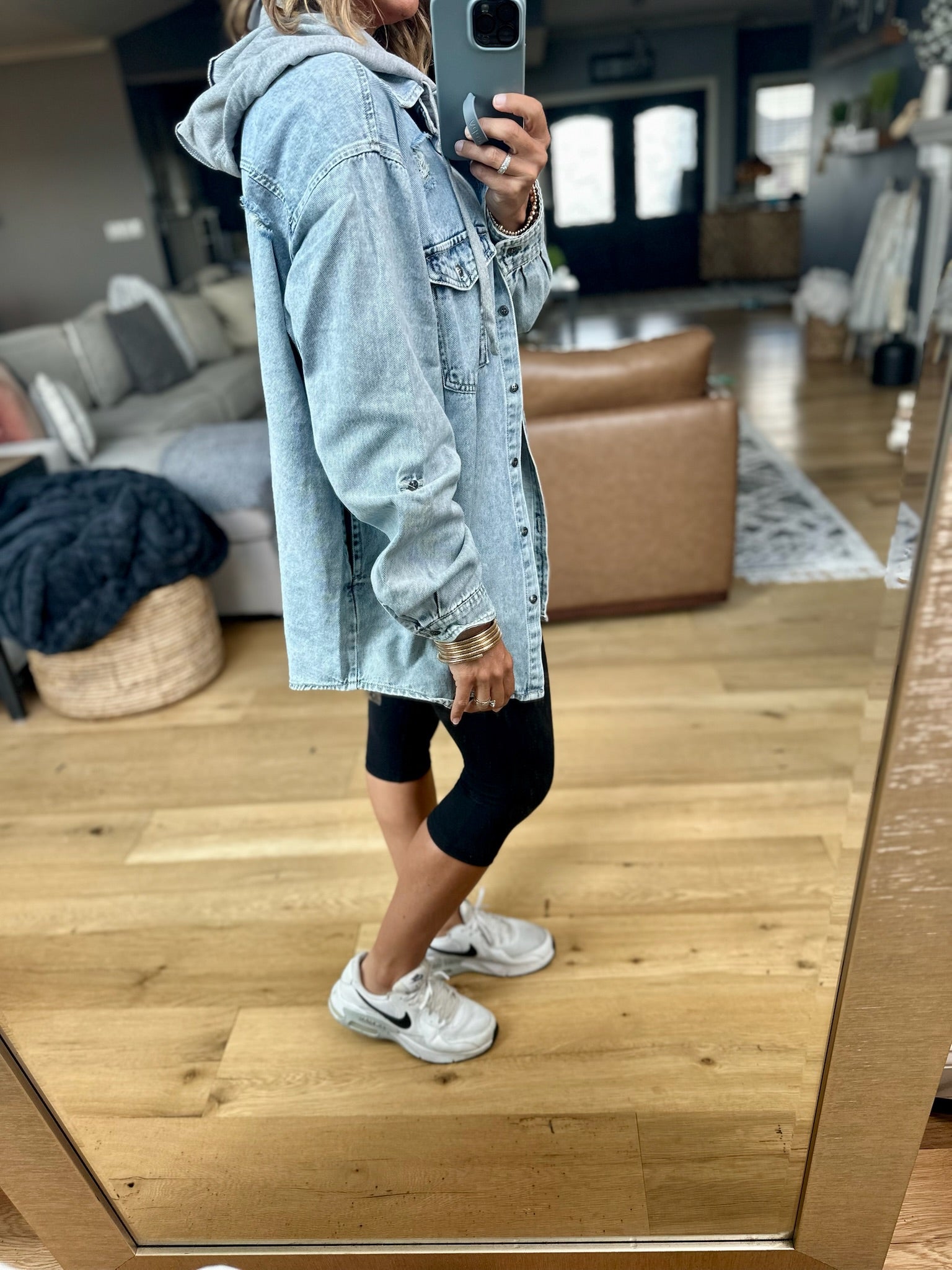 Do It All Denim Hoodie Jacket-Jackets-Risen-Anna Kaytes Boutique, Women's Fashion Boutique in Grinnell, Iowa