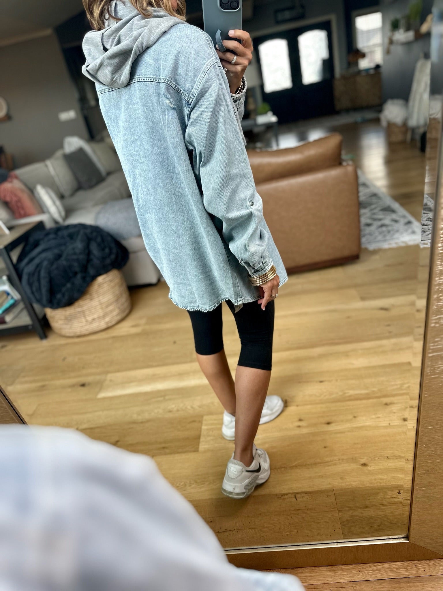 Do It All Denim Hoodie Jacket-Jackets-Risen-Anna Kaytes Boutique, Women's Fashion Boutique in Grinnell, Iowa