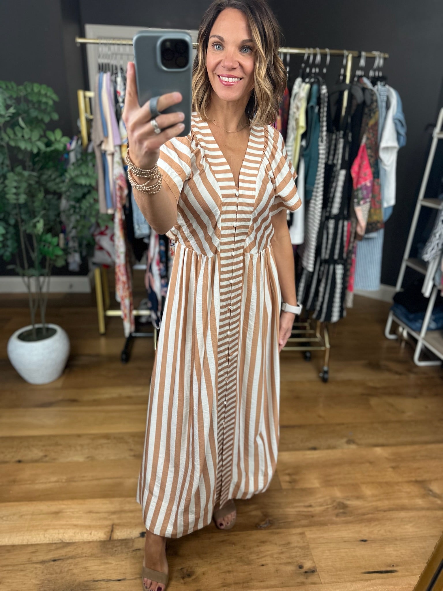 Winding Wishes Contrast Striped Maxi Dress-Dresses-Umgee-Anna Kaytes Boutique, Women's Fashion Boutique in Grinnell, Iowa