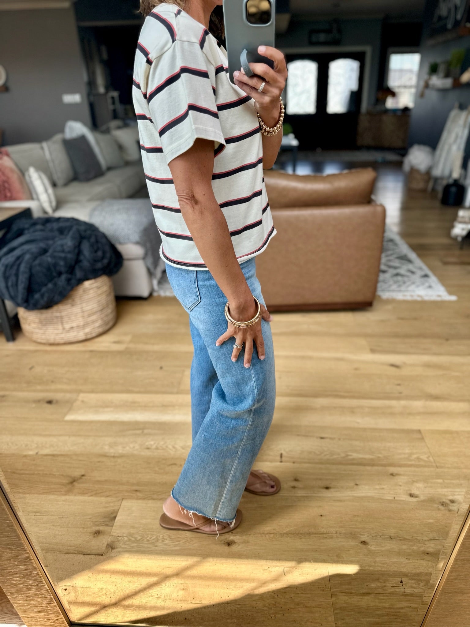 Say Enough Striped Tee-Thread & Supply-Anna Kaytes Boutique, Women's Fashion Boutique in Grinnell, Iowa