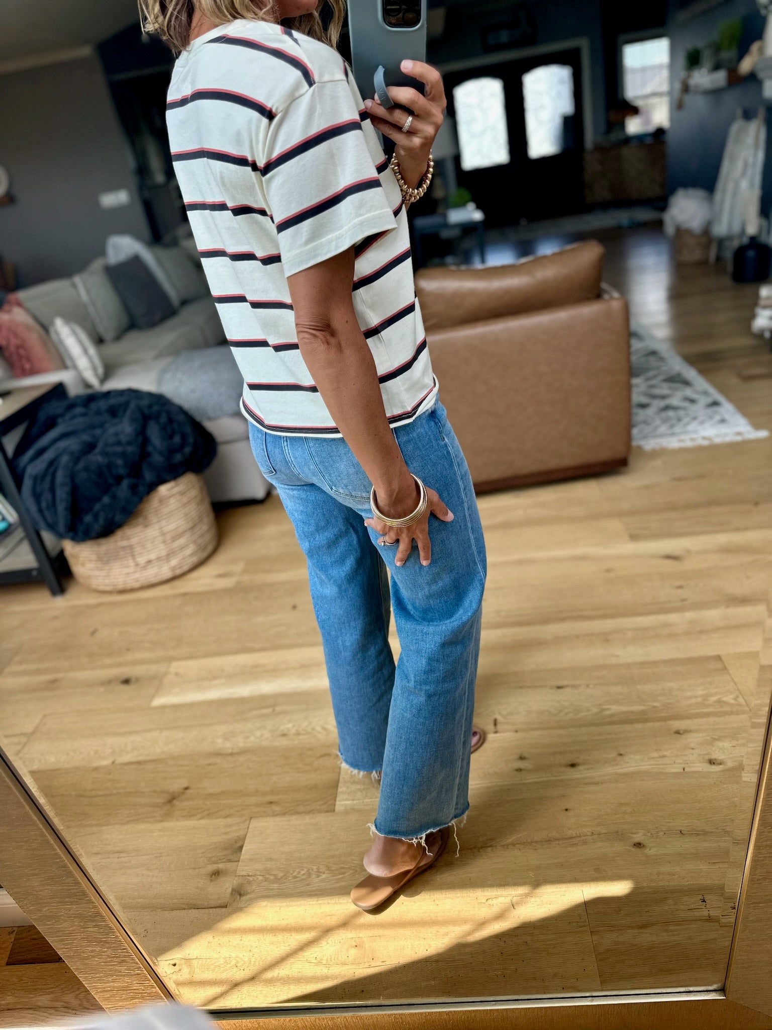 Say Enough Striped Tee-Thread & Supply-Anna Kaytes Boutique, Women's Fashion Boutique in Grinnell, Iowa