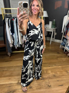 With The Tide Wide-Leg Pant + V-Neck Top Set - Black-Be Cool-Anna Kaytes Boutique, Women's Fashion Boutique in Grinnell, Iowa