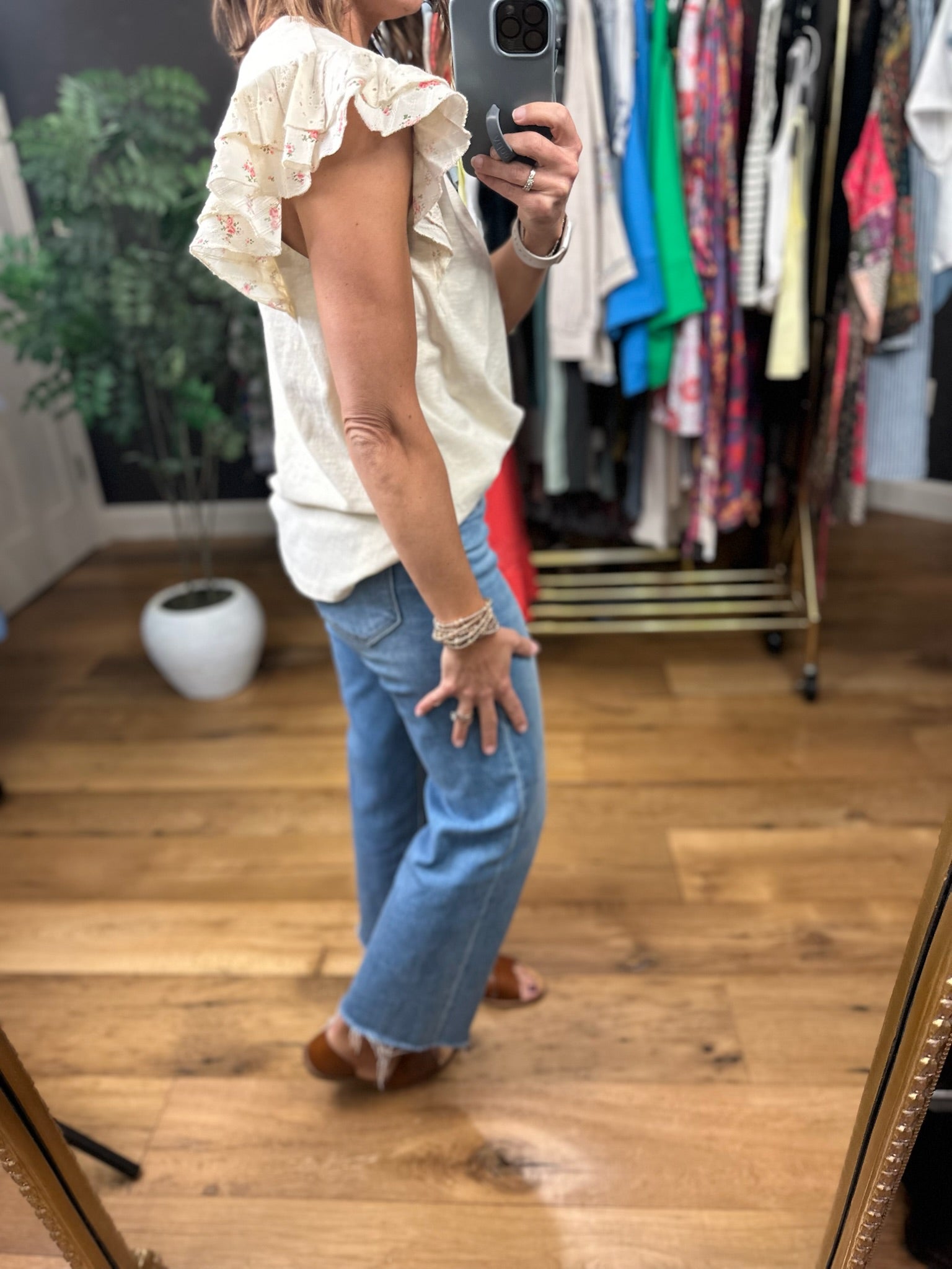 More Than Once Flutter Sleeve Top-Short Sleeves-Easel-Anna Kaytes Boutique, Women's Fashion Boutique in Grinnell, Iowa