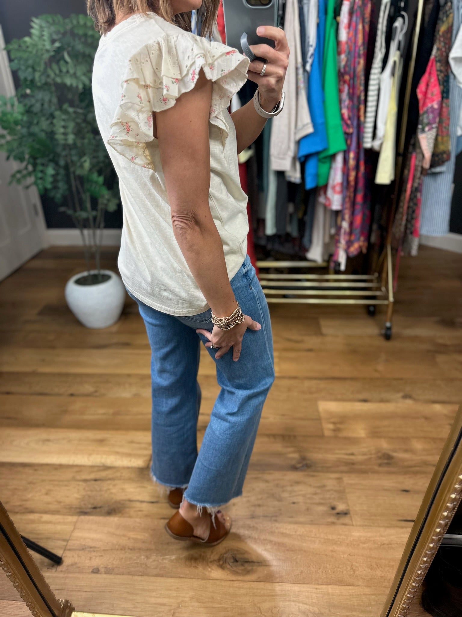 More Than Once Flutter Sleeve Top-Short Sleeves-Easel-Anna Kaytes Boutique, Women's Fashion Boutique in Grinnell, Iowa