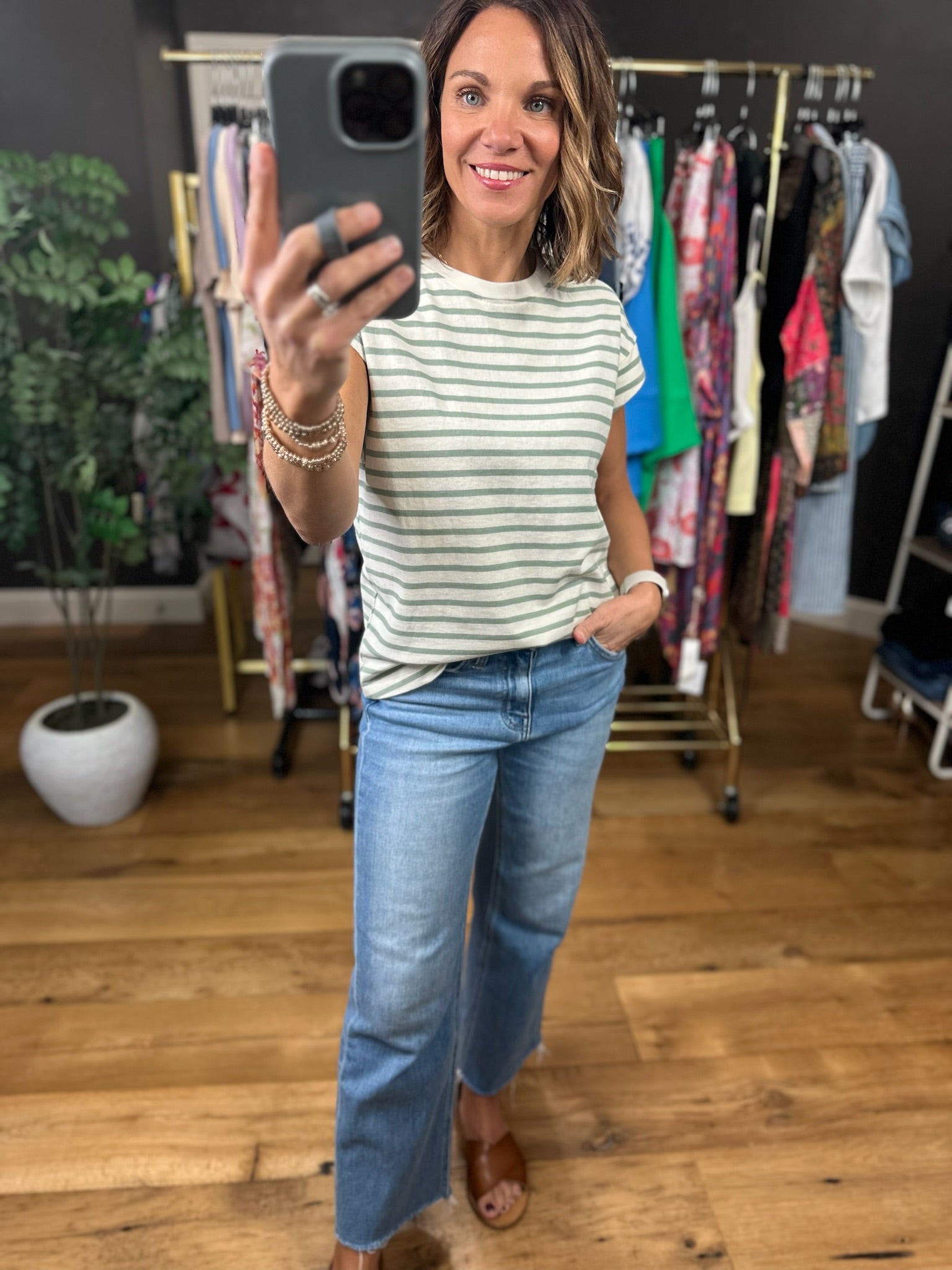 Hope For The Best Striped Top-Short Sleeves-Double Zero-Anna Kaytes Boutique, Women's Fashion Boutique in Grinnell, Iowa
