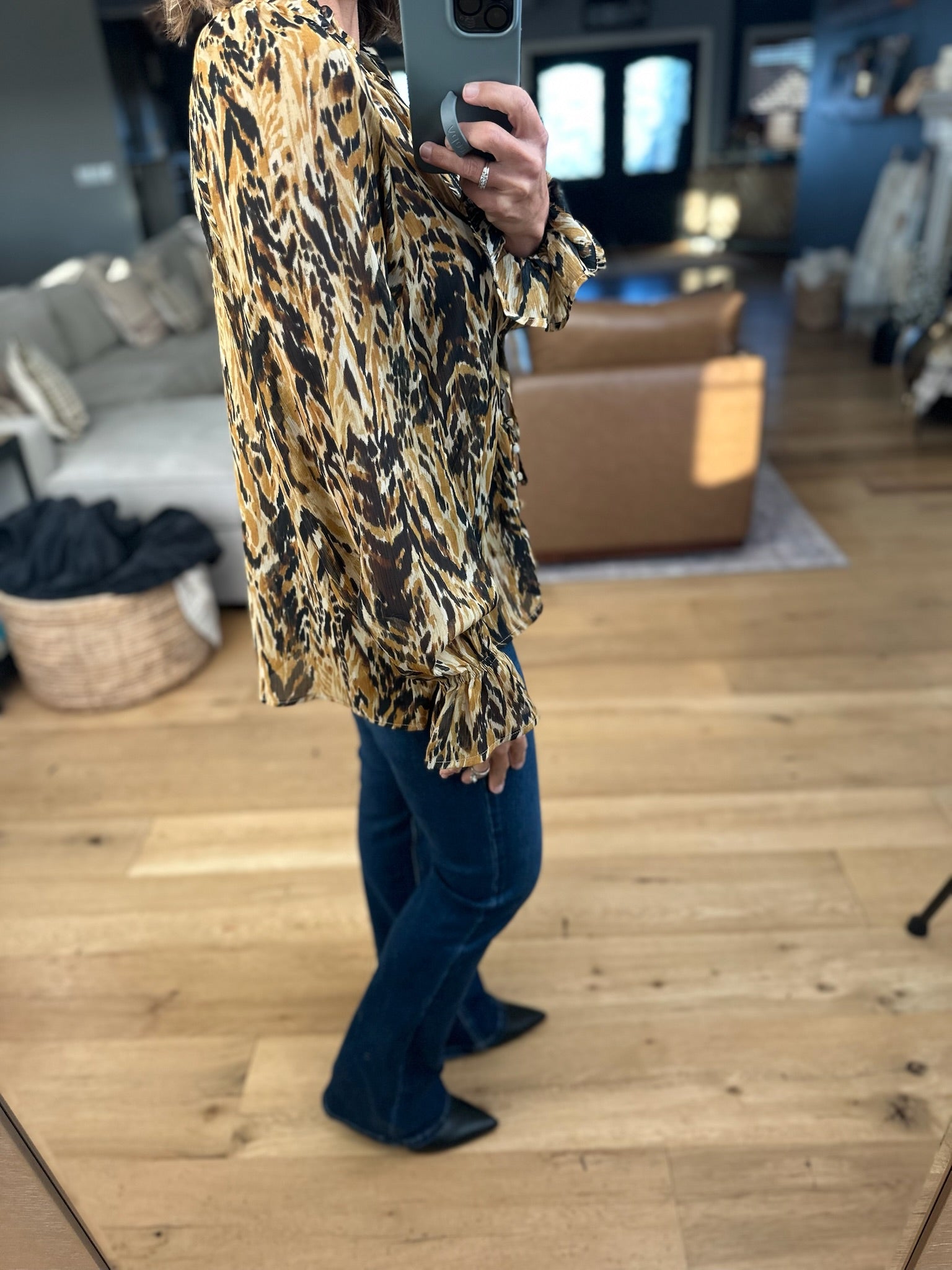 Her Own Thing Patterned Top-Long Sleeves-Dress Forum-Anna Kaytes Boutique, Women's Fashion Boutique in Grinnell, Iowa