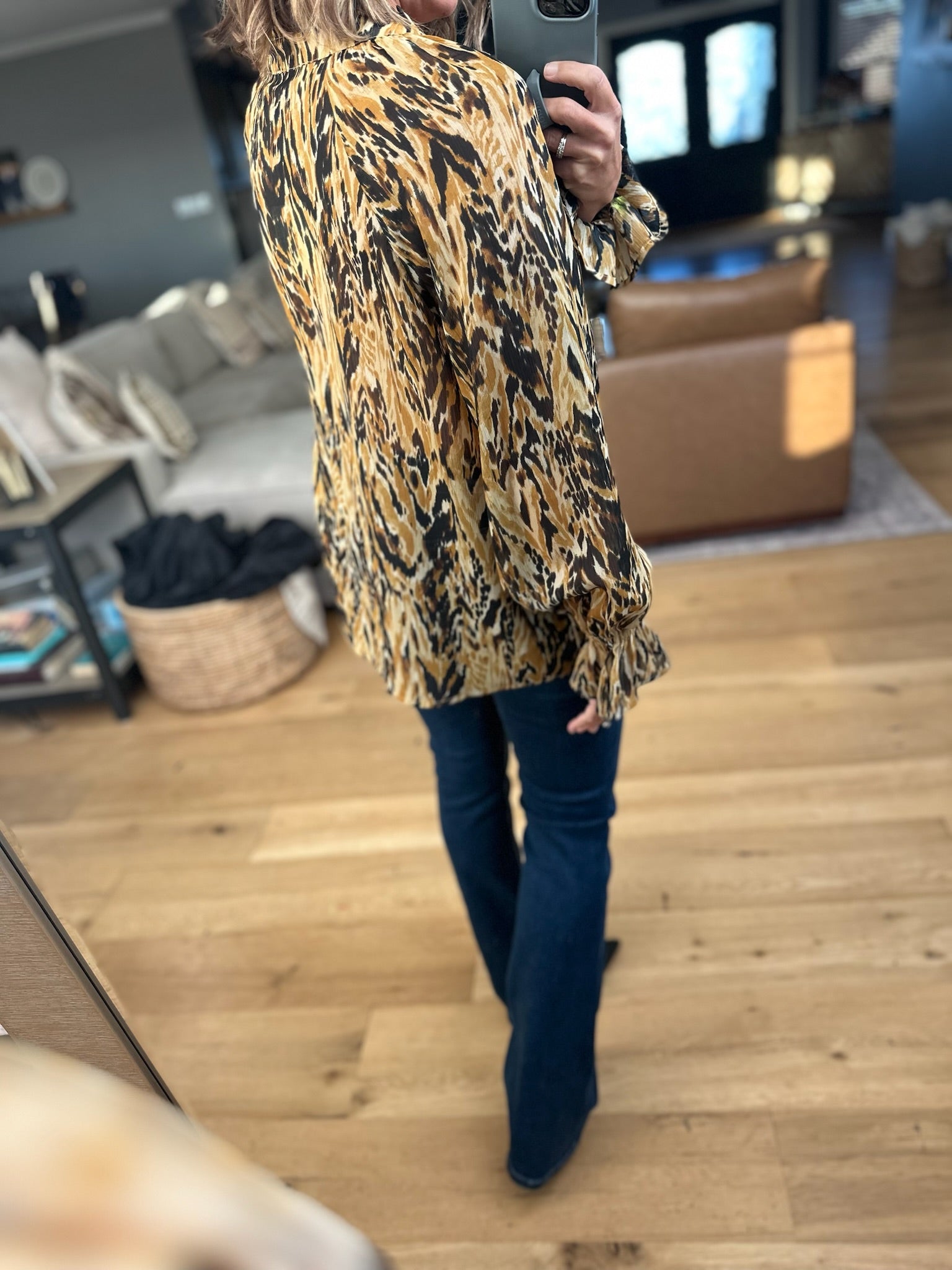 Her Own Thing Patterned Top-Long Sleeves-Dress Forum-Anna Kaytes Boutique, Women's Fashion Boutique in Grinnell, Iowa