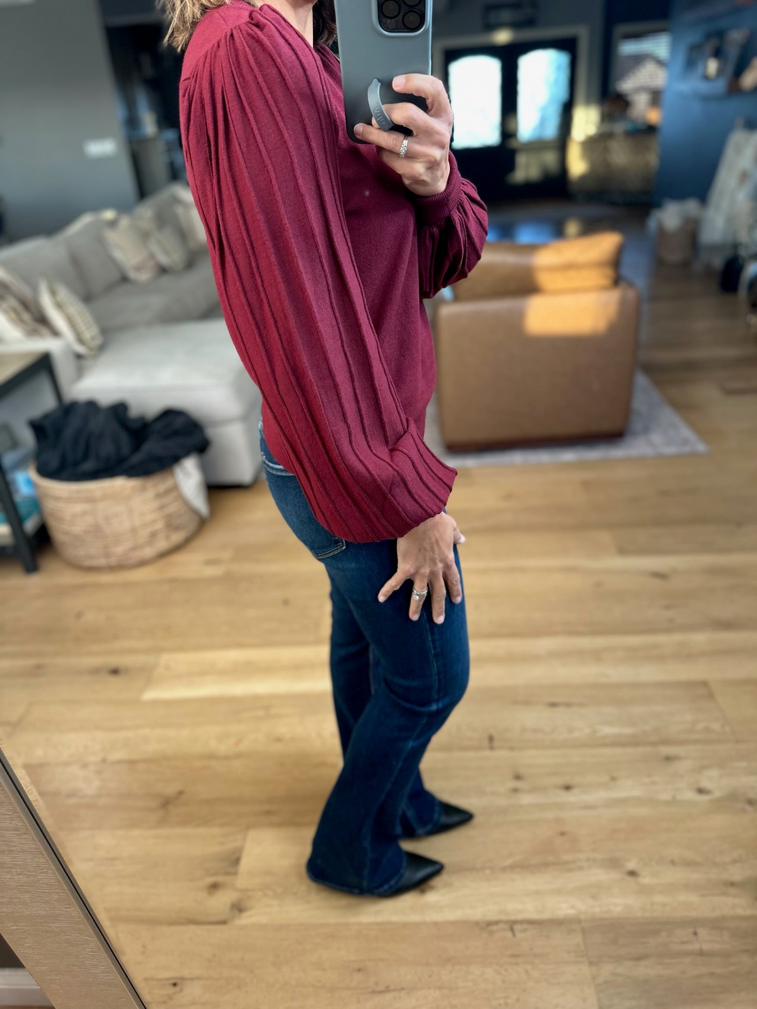 On The List Balloon Sleeve Knit-Long Sleeves-& Merci-Anna Kaytes Boutique, Women's Fashion Boutique in Grinnell, Iowa