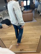 More True Textured V-Neck Sweatshirt-Sweaters-Doe & Rae-Anna Kaytes Boutique, Women's Fashion Boutique in Grinnell, Iowa