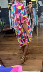 Going My Way Patterned Dress - Pink/Royal-Dresses-Easel-Anna Kaytes Boutique, Women's Fashion Boutique in Grinnell, Iowa