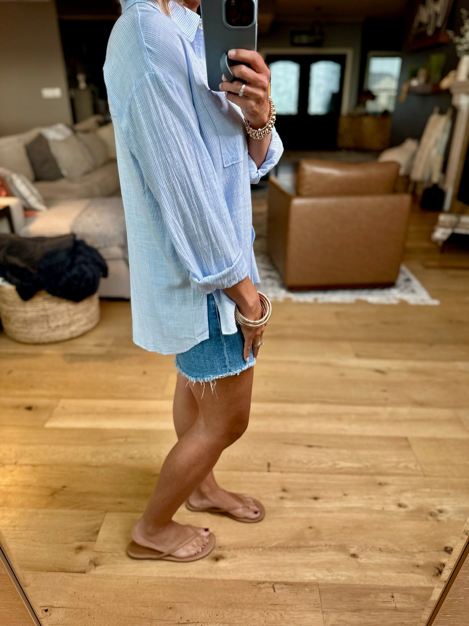 Chasing Clouds Button-Down Top-Be Cool-Anna Kaytes Boutique, Women's Fashion Boutique in Grinnell, Iowa