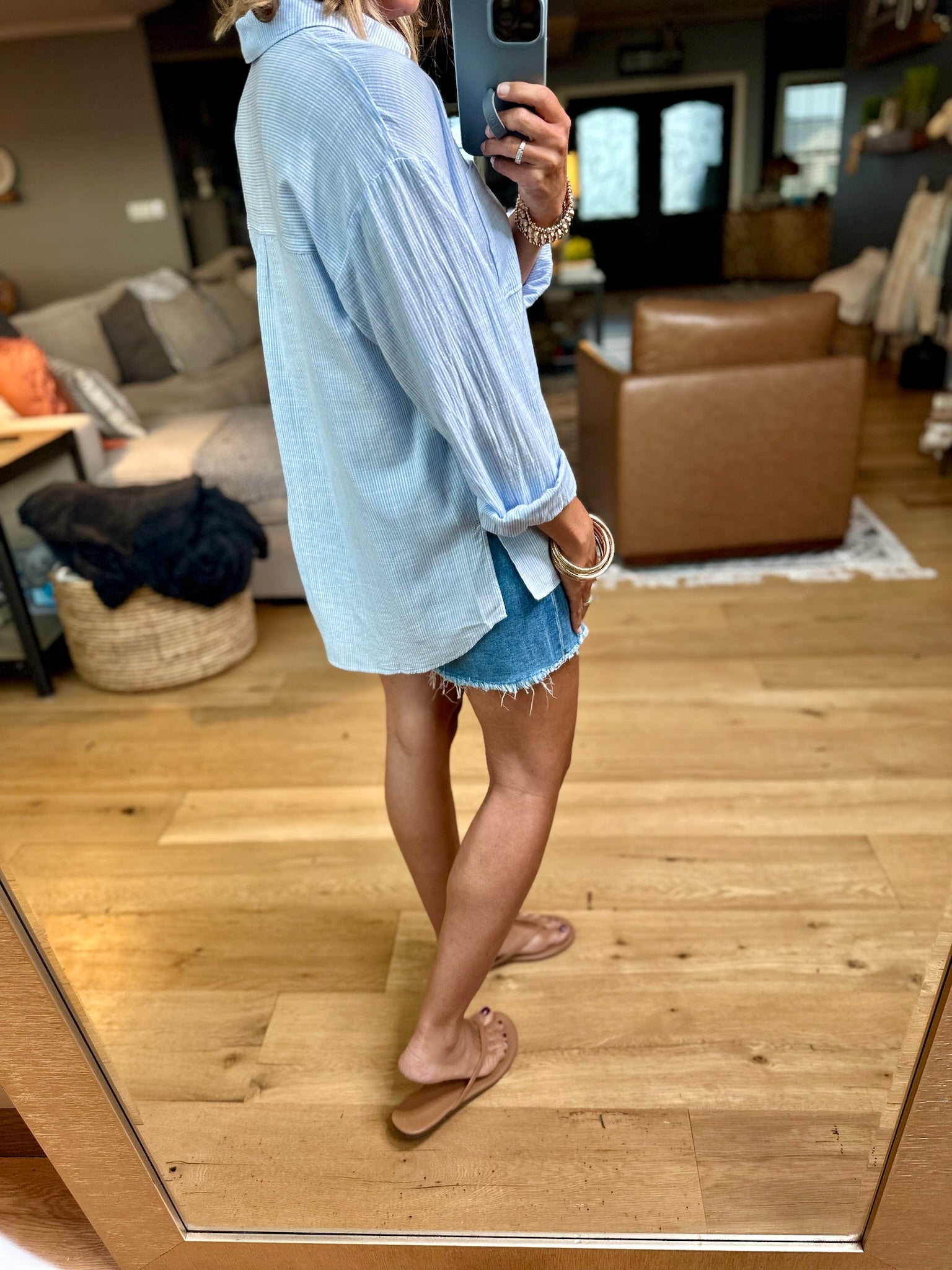 Chasing Clouds Button-Down Top-Be Cool-Anna Kaytes Boutique, Women's Fashion Boutique in Grinnell, Iowa