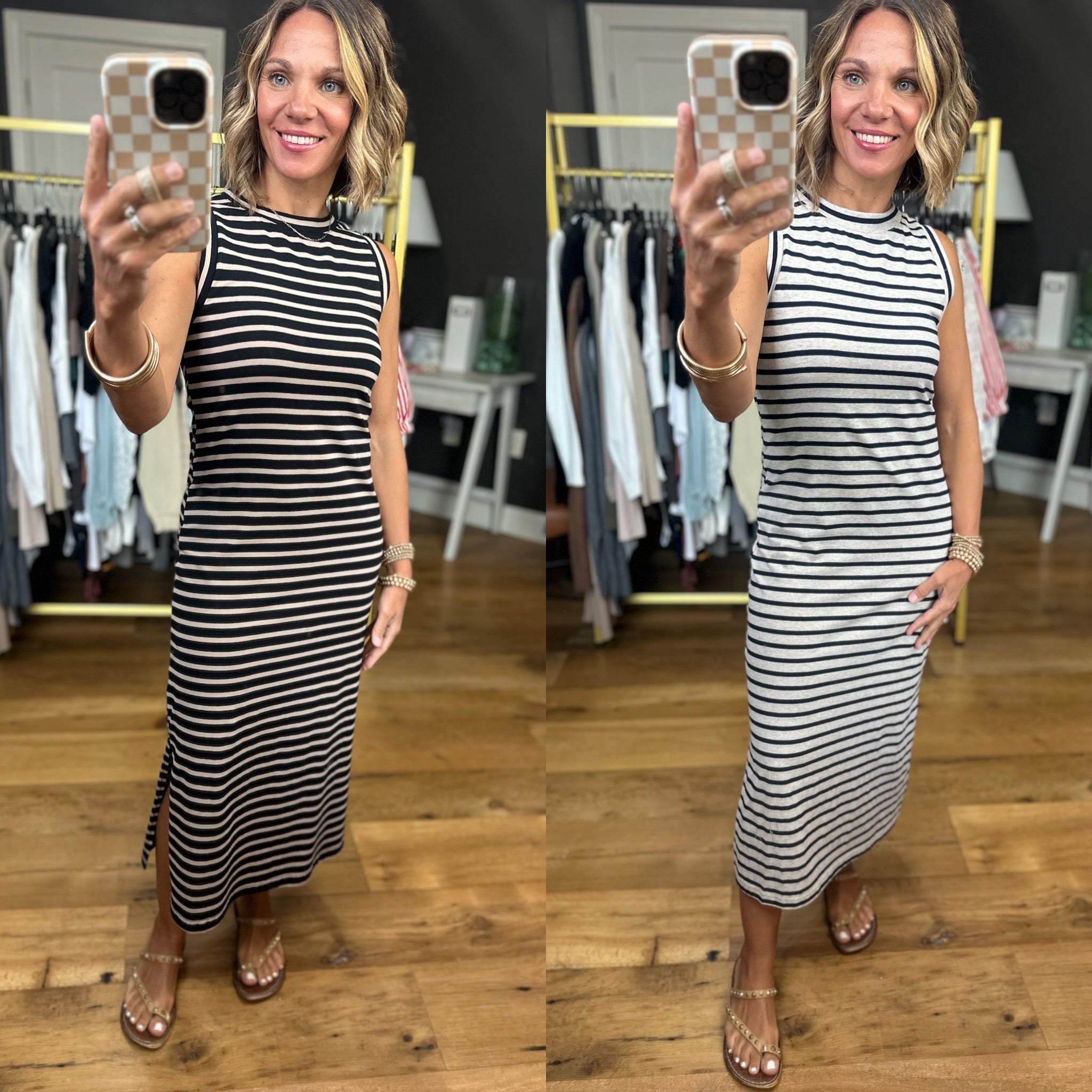 Stand By Me Striped Midi Dress - Multiple Options-Dresses-Eesome-Anna Kaytes Boutique, Women's Fashion Boutique in Grinnell, Iowa