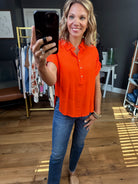 In Motion Half-Button Top - Multiple Options-Short Sleeves-Mine By Blue Pepper-Anna Kaytes Boutique, Women's Fashion Boutique in Grinnell, Iowa