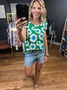 Keep You Close Flutter Sleeve Floral Top - Kelly Green-Short Sleeves-Les Amis-Anna Kaytes Boutique, Women's Fashion Boutique in Grinnell, Iowa