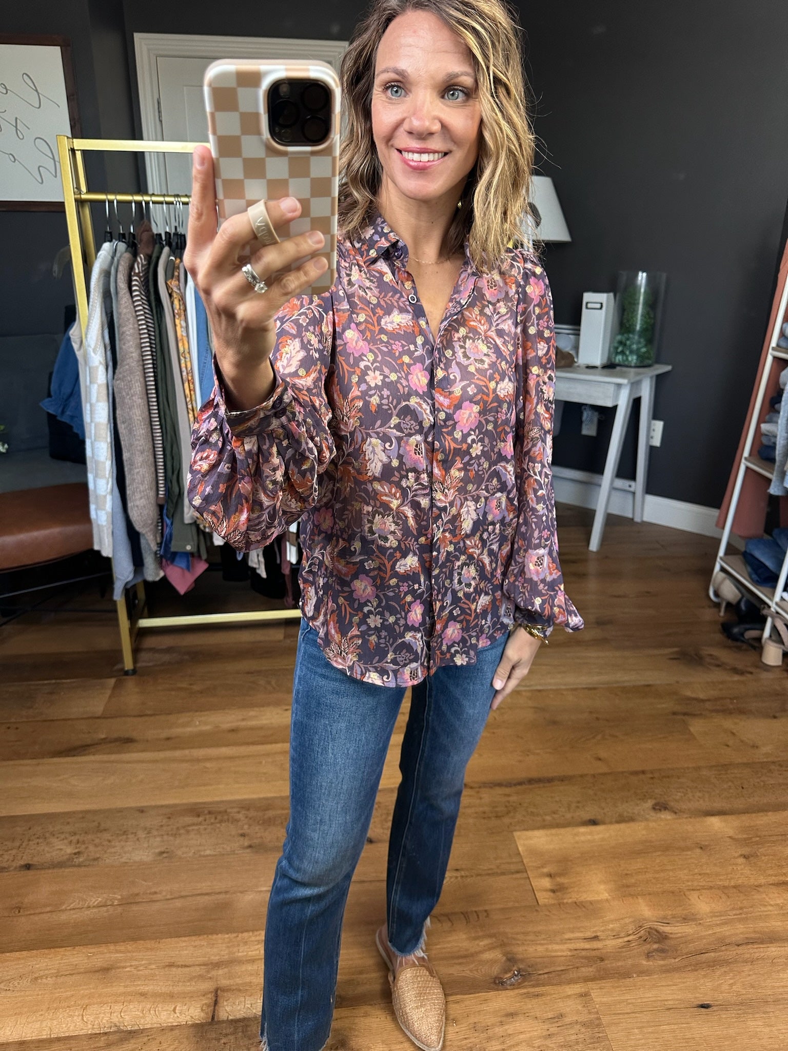 Be Around Paisley Button-Down Top - Plum-Olivaceous-Anna Kaytes Boutique, Women's Fashion Boutique in Grinnell, Iowa