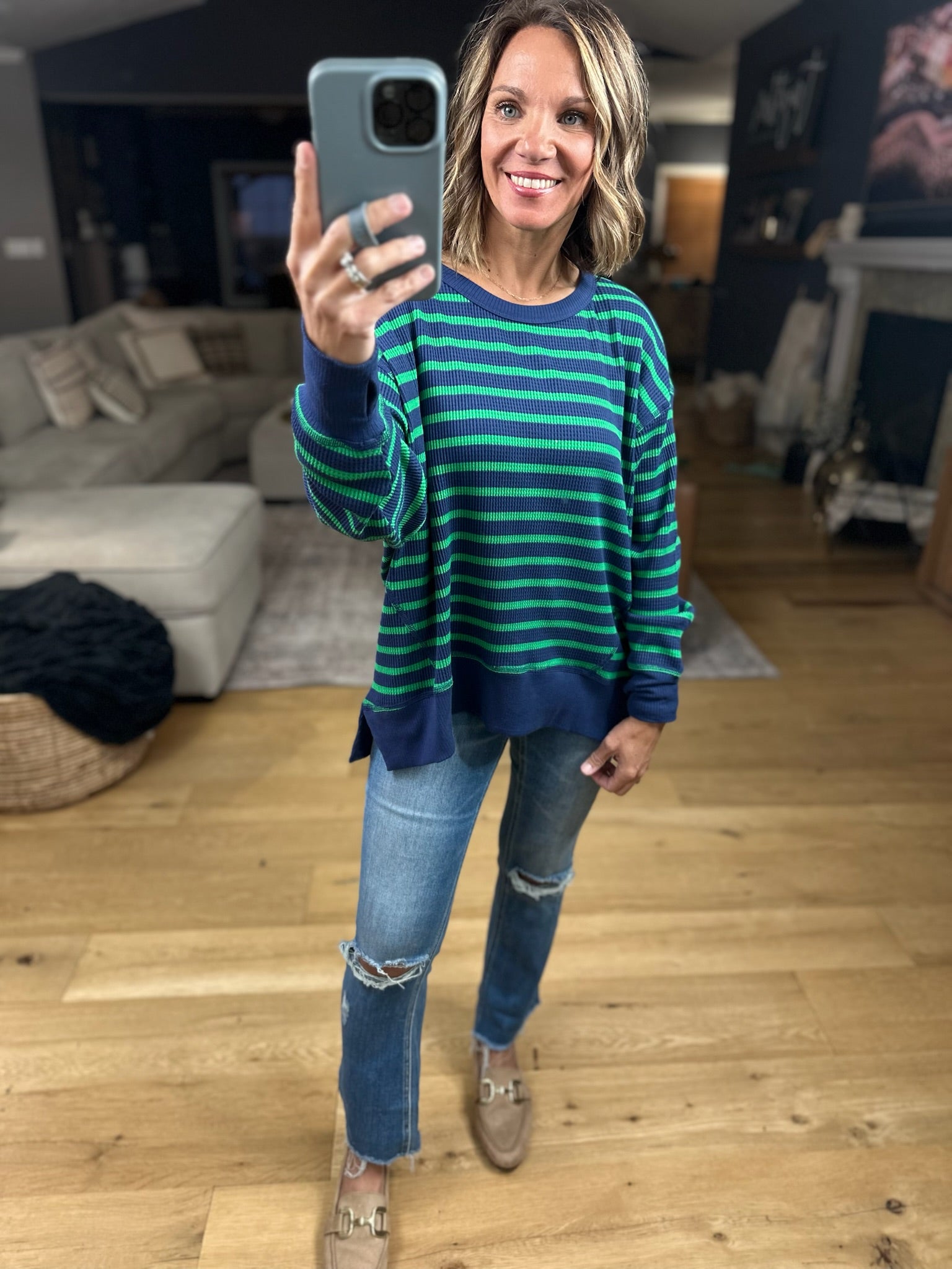 Only Imagine Flowy Waffle Crew-Long Sleeves-By Together-Anna Kaytes Boutique, Women's Fashion Boutique in Grinnell, Iowa