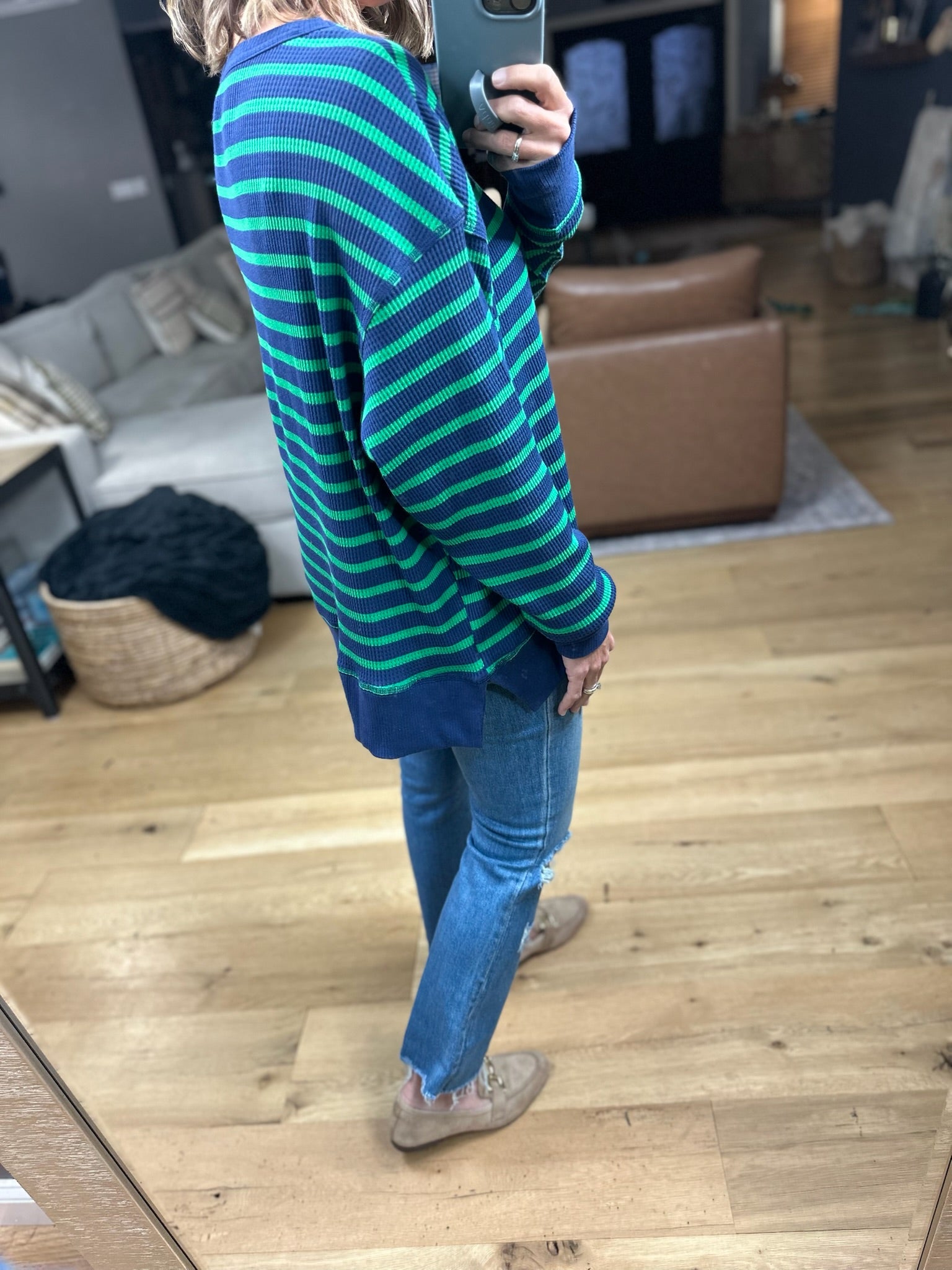 Only Imagine Flowy Waffle Crew-Long Sleeves-By Together-Anna Kaytes Boutique, Women's Fashion Boutique in Grinnell, Iowa