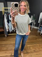 Across The Room Striped Flutter Sleeve Top - Ivory/Black-Jodifl-Anna Kaytes Boutique, Women's Fashion Boutique in Grinnell, Iowa