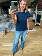 Wild Whispers Lace Flutter Sleeve Top-Skies Are Blue-Anna Kaytes Boutique, Women's Fashion Boutique in Grinnell, Iowa