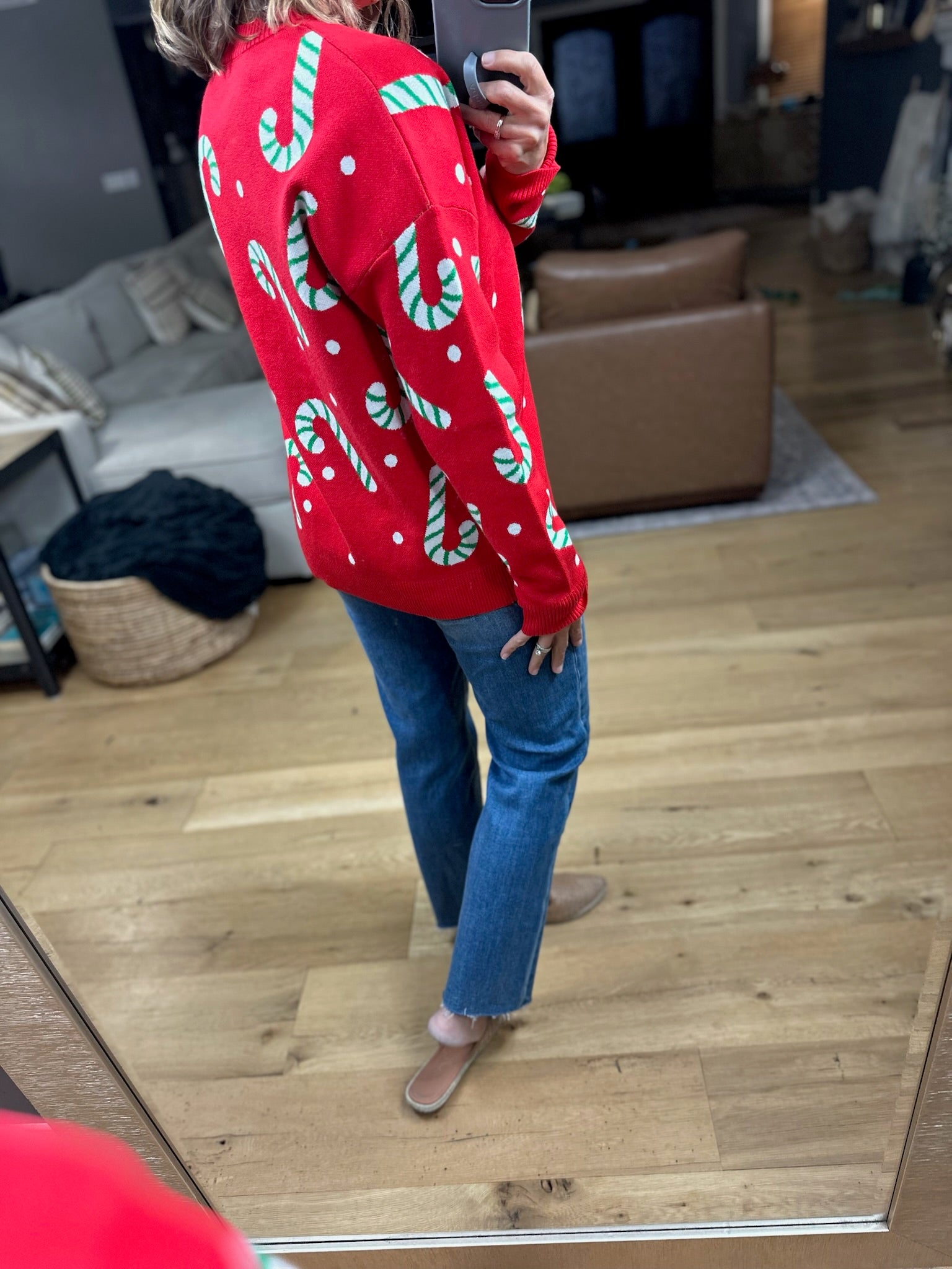 Candy Cane Lane Crew Sweater-Sweaters-Staccato-Anna Kaytes Boutique, Women's Fashion Boutique in Grinnell, Iowa