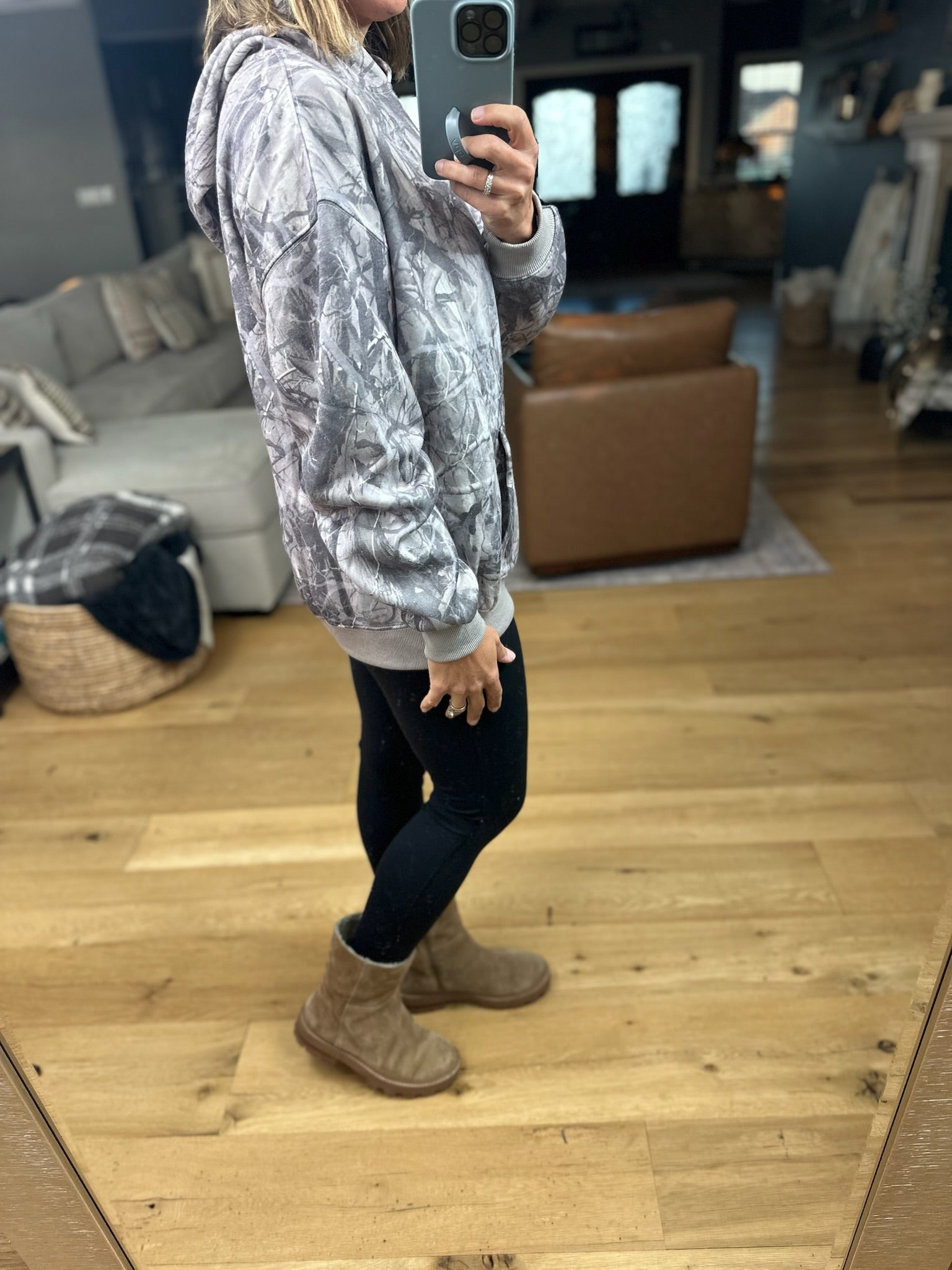 Comfort Camo Hooded Sweatshirt-Sweaters-Pretty Garbage-Anna Kaytes Boutique, Women's Fashion Boutique in Grinnell, Iowa
