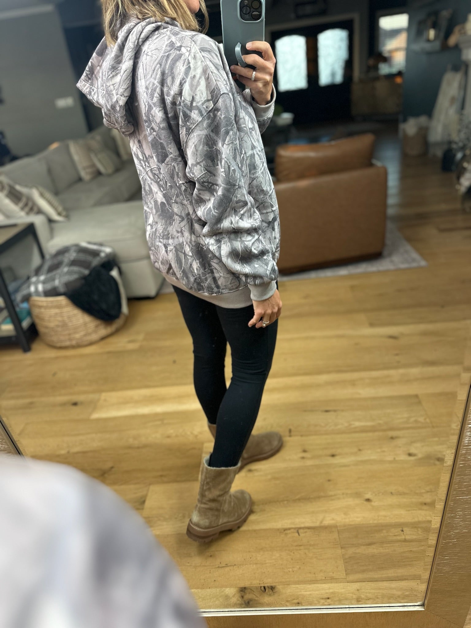 Comfort Camo Hooded Sweatshirt-Sweaters-Pretty Garbage-Anna Kaytes Boutique, Women's Fashion Boutique in Grinnell, Iowa