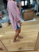Rosy Romance Striped Button-Down-Star Drop-Anna Kaytes Boutique, Women's Fashion Boutique in Grinnell, Iowa