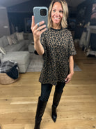 After Dark Oversized Animal-Print Sparkle Top-Short Sleeves-davi & dani-Anna Kaytes Boutique, Women's Fashion Boutique in Grinnell, Iowa