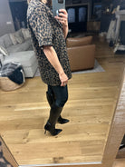 After Dark Oversized Animal-Print Sparkle Top-Short Sleeves-davi & dani-Anna Kaytes Boutique, Women's Fashion Boutique in Grinnell, Iowa