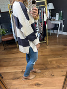 Loving Look Checkered Oversized Knit Sweater - Cream/Blue Grey-Miracle-Anna Kaytes Boutique, Women's Fashion Boutique in Grinnell, Iowa