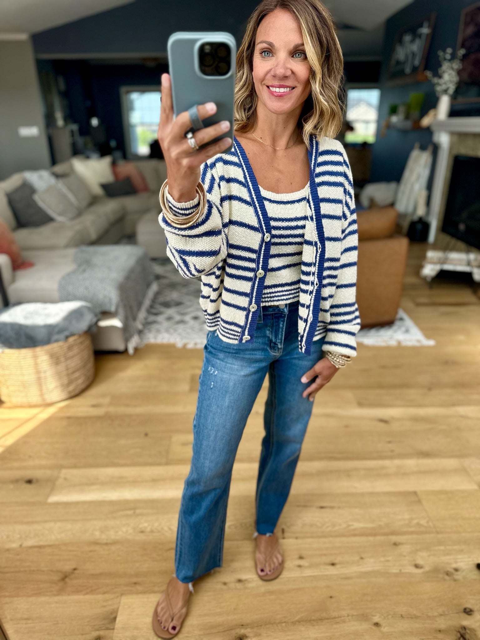 Darling Girl Striped Knit Tank + Cardigan Set-Two Piece Set-By Together-Anna Kaytes Boutique, Women's Fashion Boutique in Grinnell, Iowa