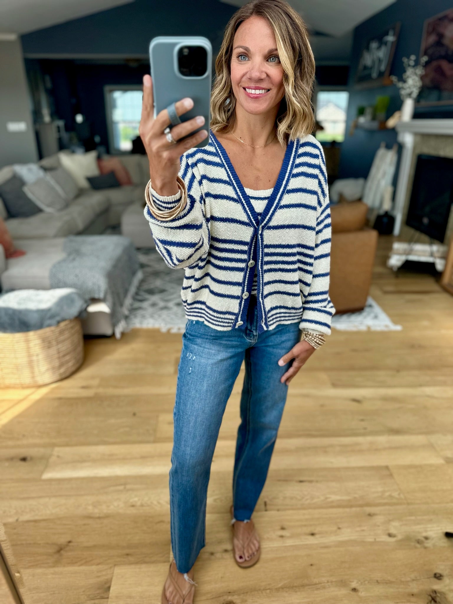 Darling Girl Striped Knit Tank + Cardigan Set-Two Piece Set-By Together-Anna Kaytes Boutique, Women's Fashion Boutique in Grinnell, Iowa