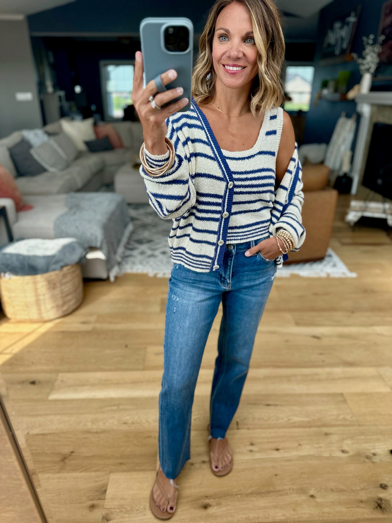 Darling Girl Striped Knit Tank + Cardigan Set-Two Piece Set-By Together-Anna Kaytes Boutique, Women's Fashion Boutique in Grinnell, Iowa