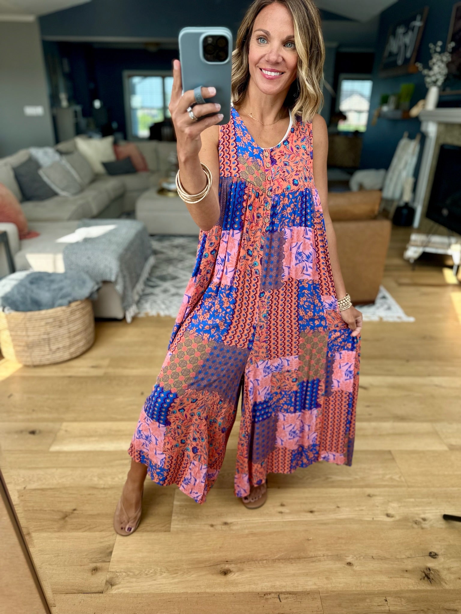 Festival Fields Patchwork Jumpsuit-Easel-Anna Kaytes Boutique, Women's Fashion Boutique in Grinnell, Iowa