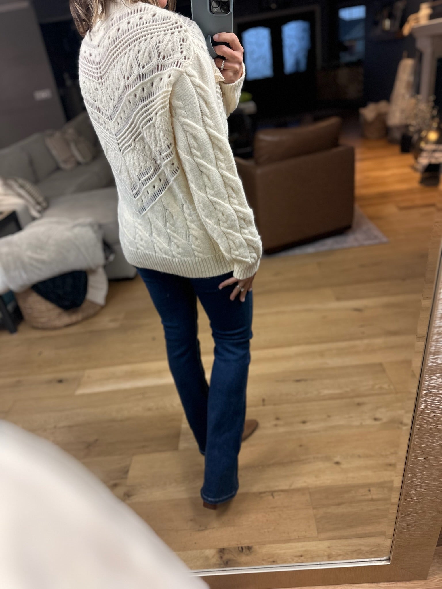 Love In Lace Knit Sweater-Sweaters-& Merci-Anna Kaytes Boutique, Women's Fashion Boutique in Grinnell, Iowa