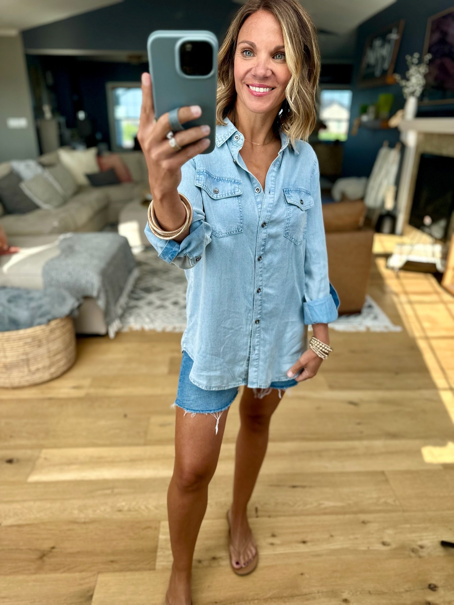 Holding On Tencel Button-Down Top-Doe & Rae-Anna Kaytes Boutique, Women's Fashion Boutique in Grinnell, Iowa