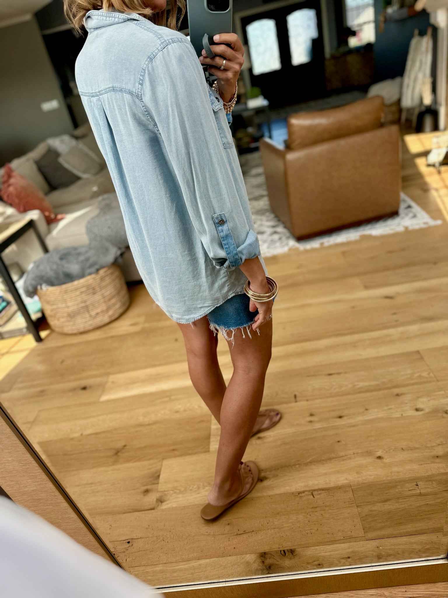 Holding On Tencel Button-Down Top-Doe & Rae-Anna Kaytes Boutique, Women's Fashion Boutique in Grinnell, Iowa