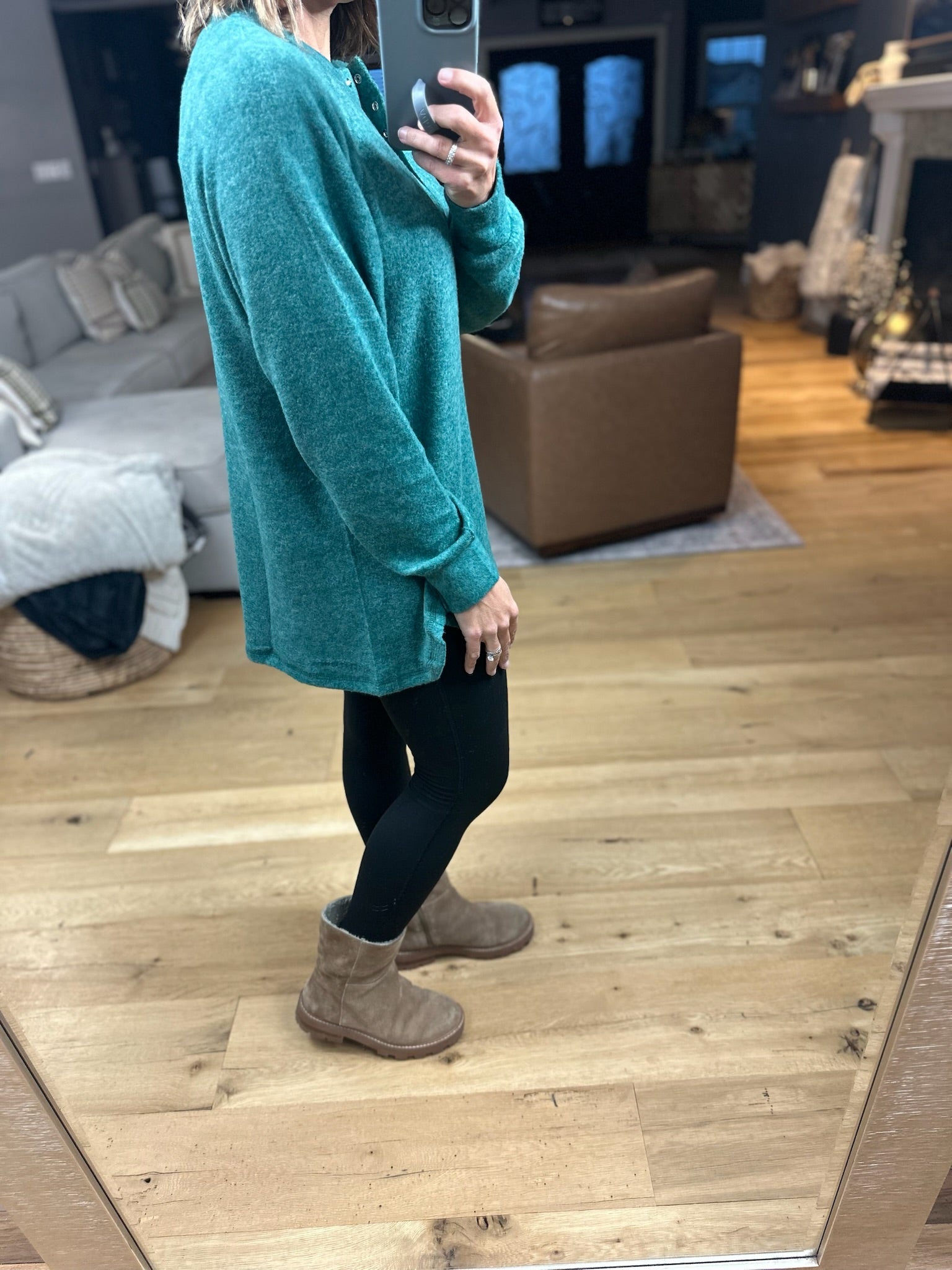 Back & Forth Brushed Fleece Henley - Multiple Options-Long Sleeves-Zenana-Anna Kaytes Boutique, Women's Fashion Boutique in Grinnell, Iowa