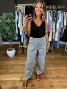 The Cecelia Striped Barrel Pant-Pants-Blu Pepper-Anna Kaytes Boutique, Women's Fashion Boutique in Grinnell, Iowa