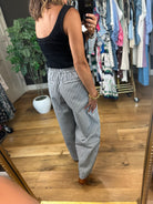 The Cecelia Striped Barrel Pant-Pants-Blu Pepper-Anna Kaytes Boutique, Women's Fashion Boutique in Grinnell, Iowa