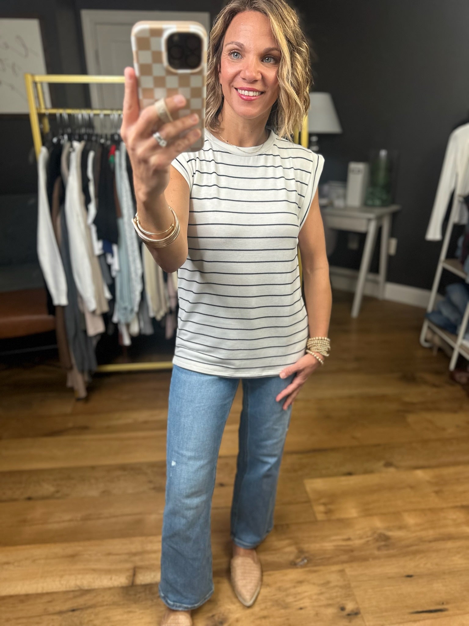 Where You Are Striped Cap-Sleeve Top - Multiple Options-Staccato-Anna Kaytes Boutique, Women's Fashion Boutique in Grinnell, Iowa