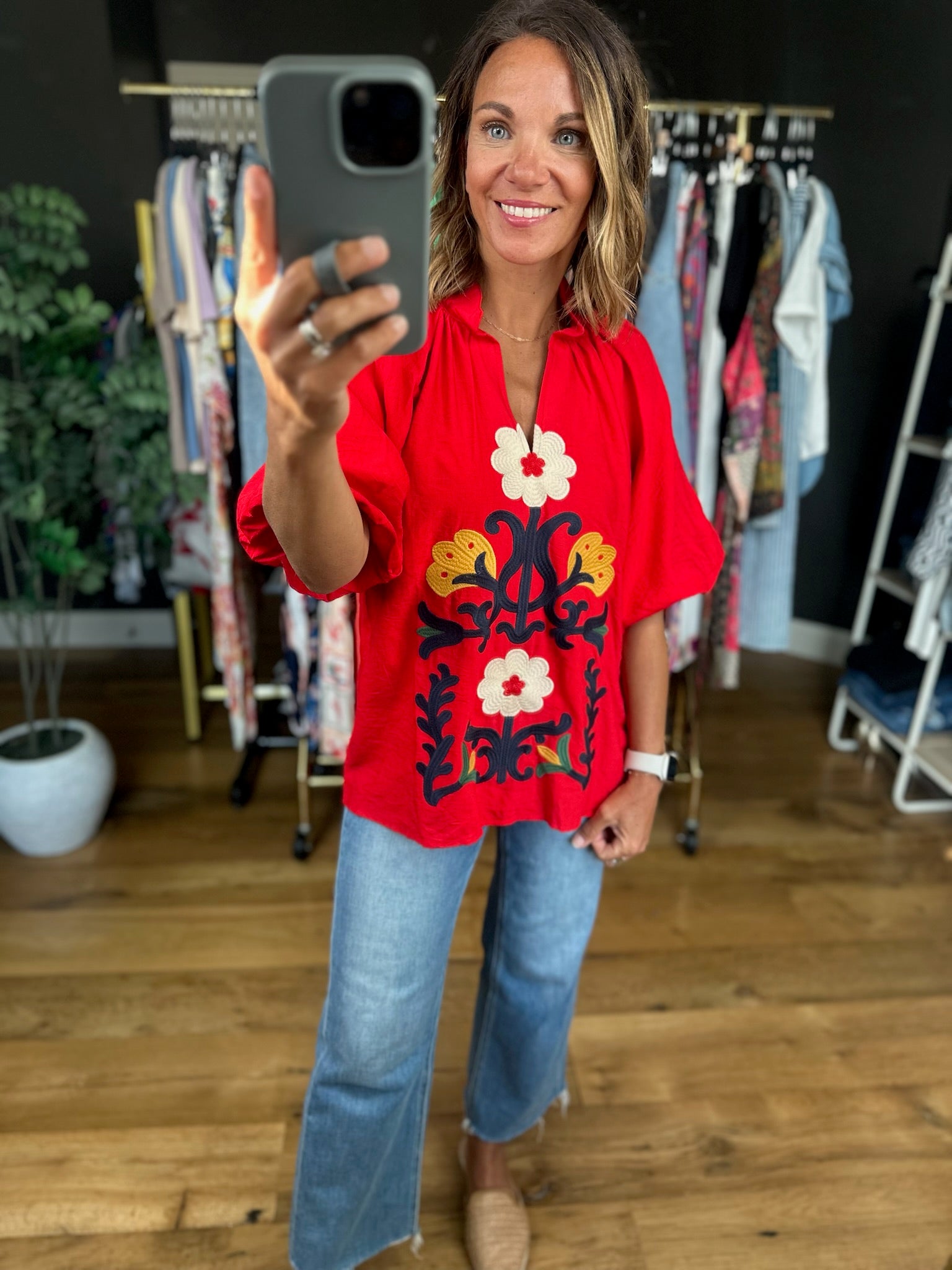 Around The World Embroidery Detail Top-Short Sleeves-Umgee-Anna Kaytes Boutique, Women's Fashion Boutique in Grinnell, Iowa