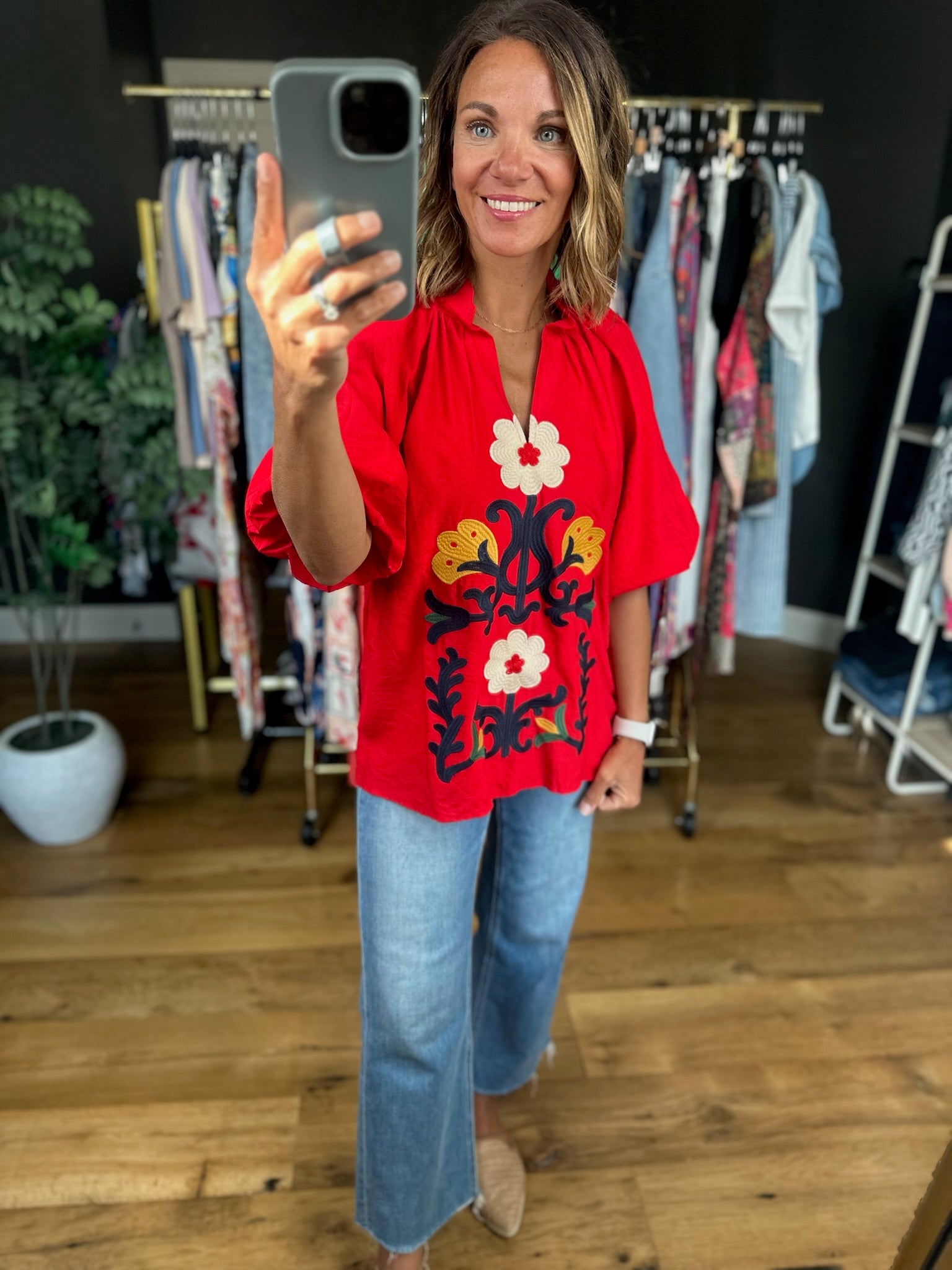 Around The World Embroidery Detail Top-Short Sleeves-Umgee-Anna Kaytes Boutique, Women's Fashion Boutique in Grinnell, Iowa