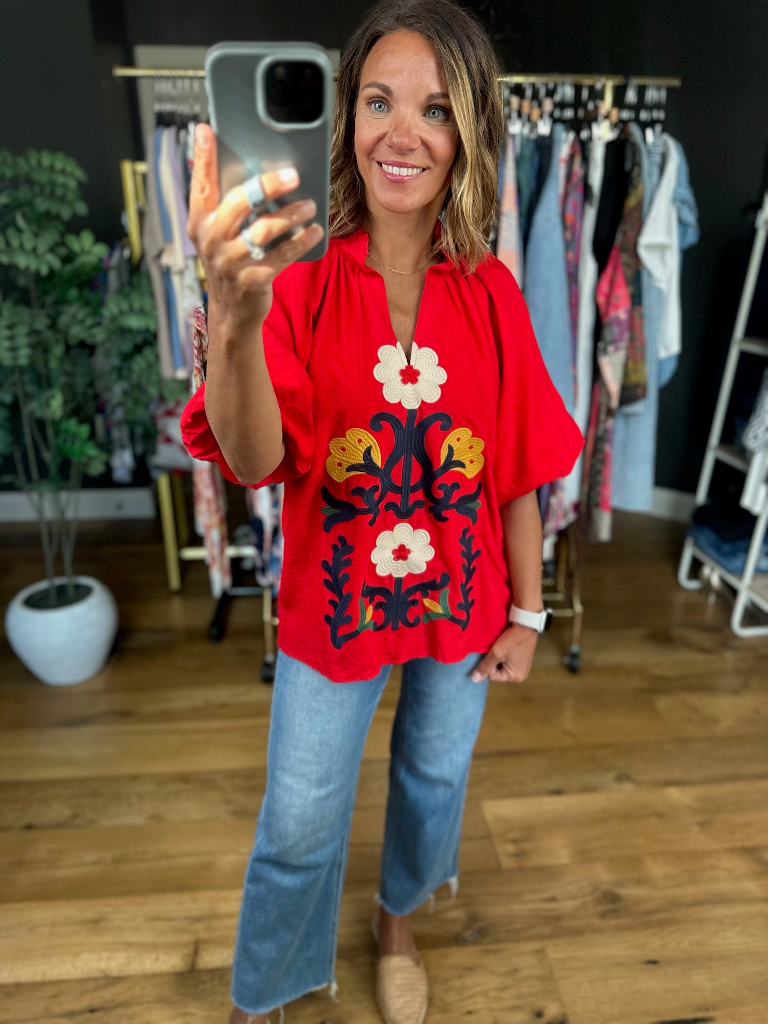 Around The World Embroidery Detail Top-Short Sleeves-Umgee-Anna Kaytes Boutique, Women's Fashion Boutique in Grinnell, Iowa