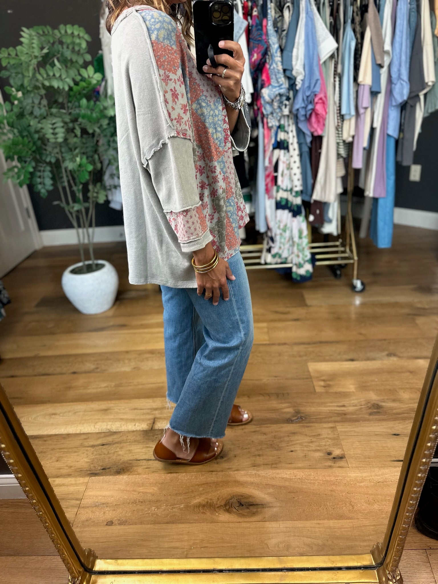What To Say Patchwork Top-Short Sleeves-Easel-Anna Kaytes Boutique, Women's Fashion Boutique in Grinnell, Iowa