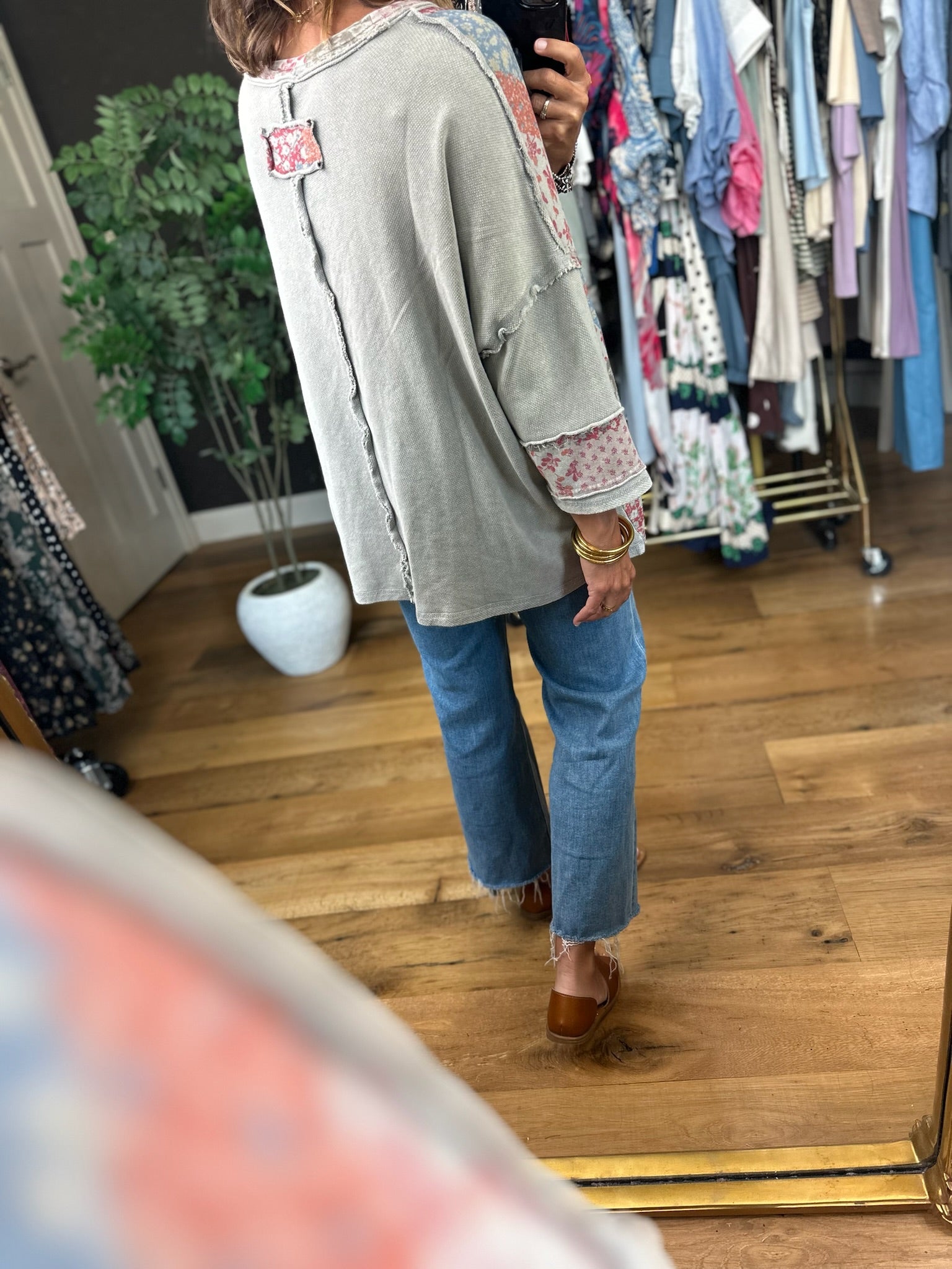 What To Say Patchwork Top-Short Sleeves-Easel-Anna Kaytes Boutique, Women's Fashion Boutique in Grinnell, Iowa
