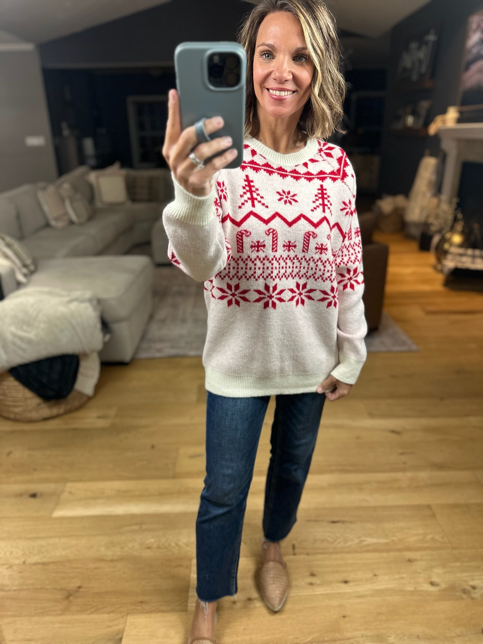 Home For The Holidays Fair Isle Sweater-Sweaters-Doe & Rae-Anna Kaytes Boutique, Women's Fashion Boutique in Grinnell, Iowa