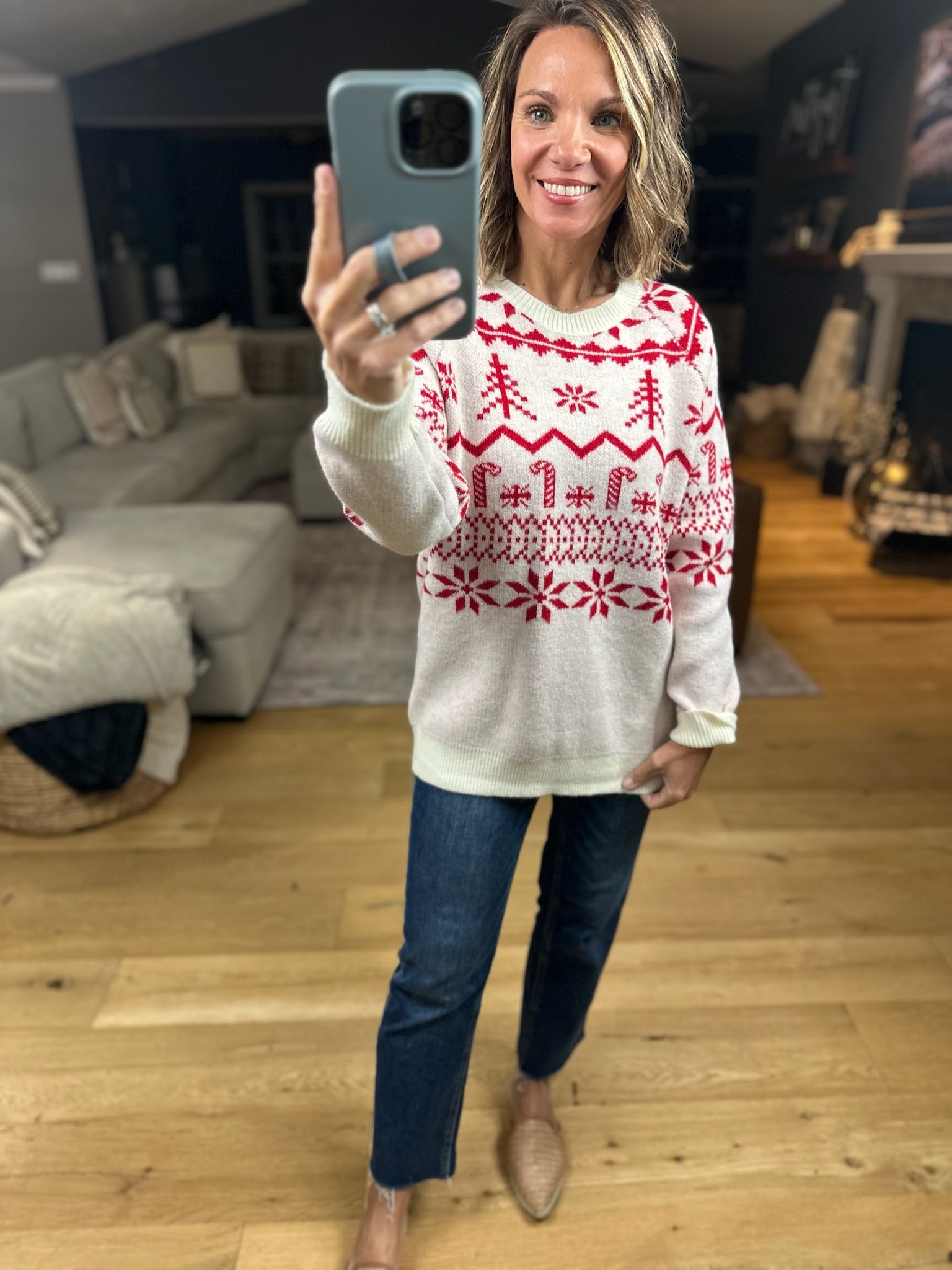 Home For The Holidays Fair Isle Sweater-Sweaters-Doe & Rae-Anna Kaytes Boutique, Women's Fashion Boutique in Grinnell, Iowa
