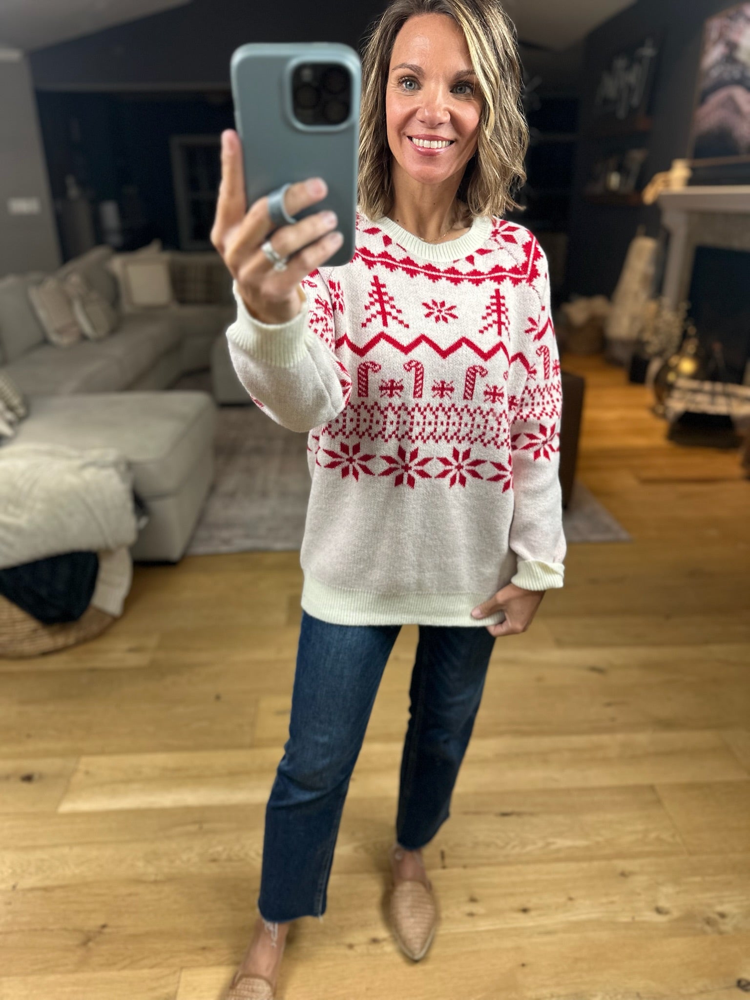 Home For The Holidays Fair Isle Sweater-Sweaters-Doe & Rae-Anna Kaytes Boutique, Women's Fashion Boutique in Grinnell, Iowa